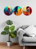 999Store multi color three different abstract modern art 3 piece round painting for wall abstract paintings for bedroom(3FrameRP098)