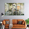 999Store 5 panel wall painting wall frames for living room with frame wall hanging Boys itmes Tow frinds riding on the cycle