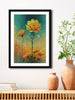 999Store Yellow Flower With Abstract Effect Modern Art Fiber Vertical Painting For Home Flower Paintings For Living Room (Vinyl/MDF_40X60 cms) BLF4060205275