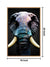 999Store floating frame colourful elephant vertical painting for wall (Canvas_Golden Frame_16X24 Inches )Golden014