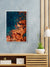 999Store floating frame abstract red blue vertical painting for wall (Canvas_White Frame_16X24 Inches )White036