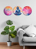 999Store lord buddha with abstract modern art 3 piece round wall painting for wall décorlord buddha painting(3FrameRP130)