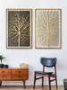 999Store 2 set of golden and black tree printed canvas painting (Canvas_30X36 Inch_Gold)GoFrames012