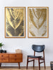 999Store 2 set of golden leaves pattern printed canvas painting (Canvas_30X36 Inch_Gold)GoFrames007