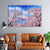 999Store 5 panel wall painting wall frames for living room with frame wall hanging item mountain with pink tree nature - 999Store