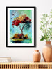 999Store Abstract Art Tree With Flying Bird Modern Art Fiber Vertical Painting For Wall Decoration Abstract Art Wall Painting (Vinyl/MDF_40X60 cms) BLF4060205269
