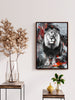 999Store modern abstract lion painting for wall decoration wall hanging with frame (Canvas_BrownFrame)