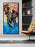 999Store Multi Color Elephant Running Art Painting Long Big Canvas Wall Painting BoxF24X48044