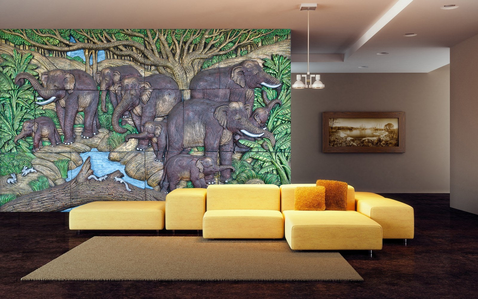 999Store 3D Green Forest and Elephant Mural Wallpapers for Walls ,Wall