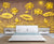 999Store 3D Golden Flowers and Leaves Mural Wallpaper ,Wallpaper1136