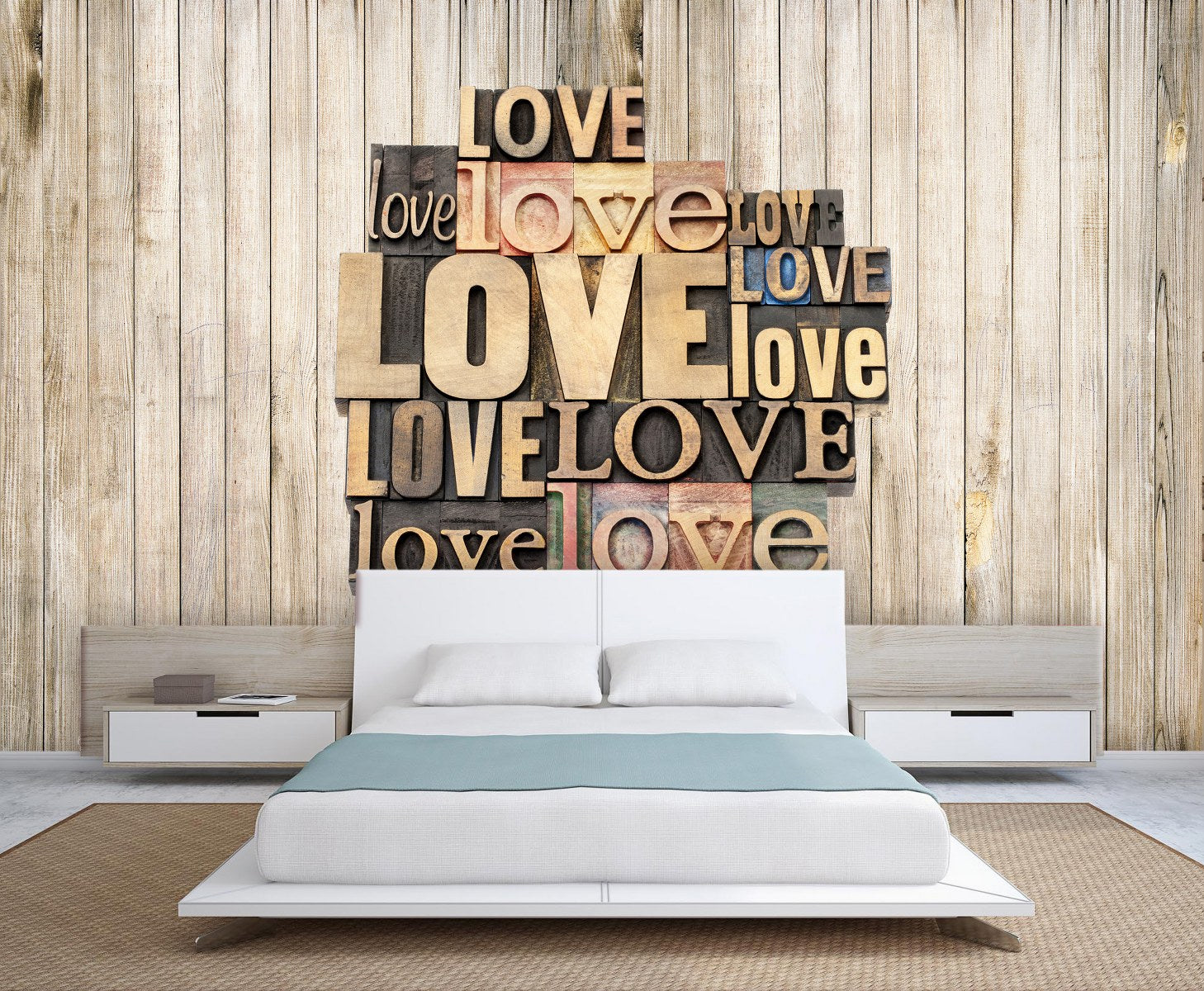 999Store 3D Wooden Panel and Love Wallpaper ,Wallpaper230 - 999Store