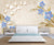 999Store 3D Blue Flowers and Golden Leaves Wallpaper ,Wallpaper421