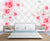 999Store 3D Pink Roses and Large Grey Leaves Wallpaper ,Wallpaper428