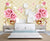 999Store 3D Pink Roses and Golden Leaves Wallpaper ,Wallpaper442