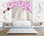 999Store 3D Violet Flowers Branch and White Circles Wallpaper ,Wallpaper476
